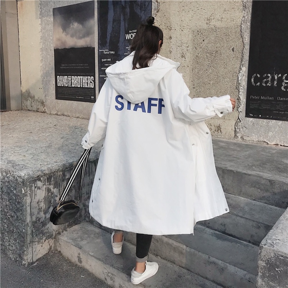 Oversized White Trench Coat With Hood
